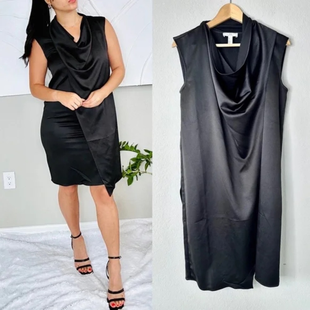 Halston Heritage Drape Black Dress